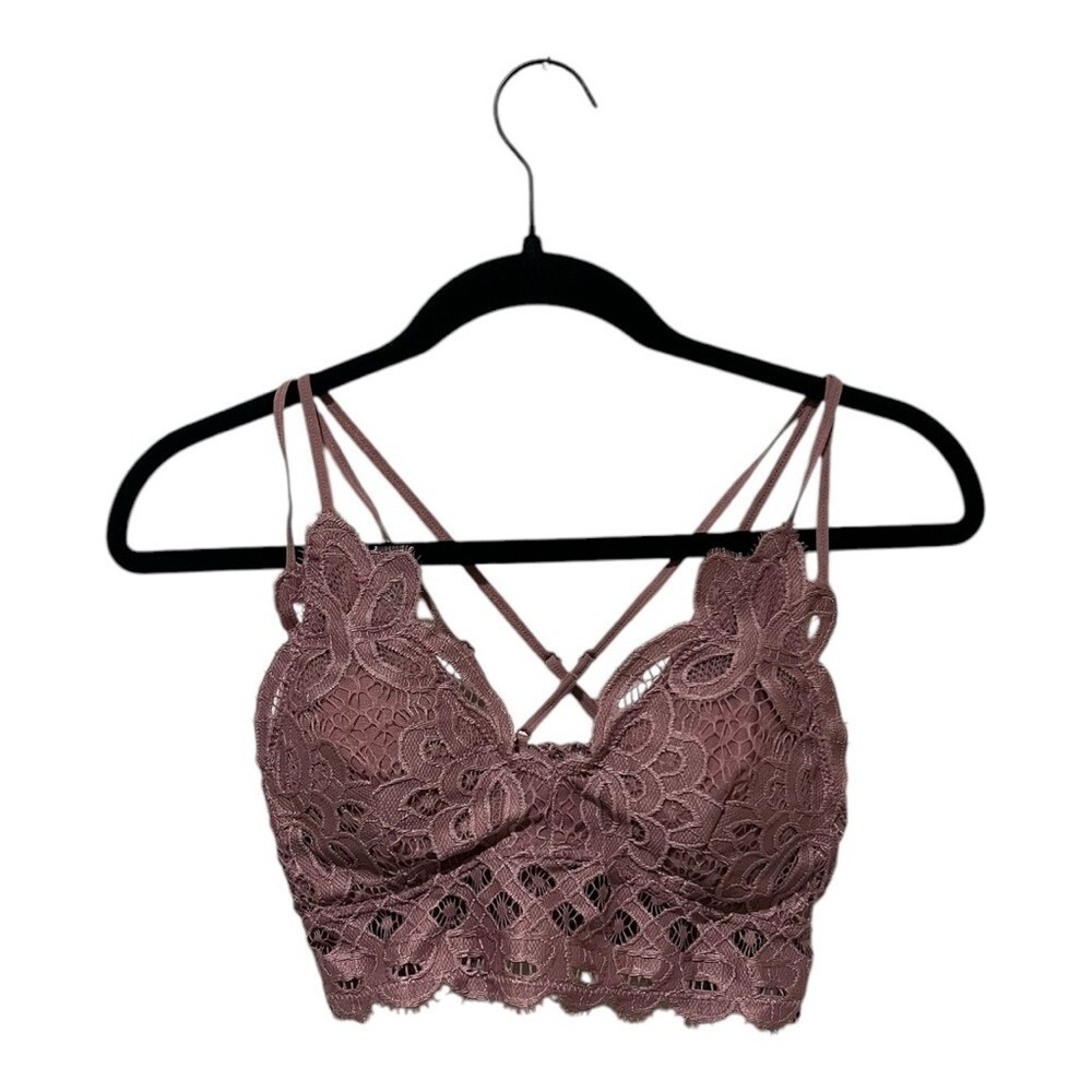 Anemone Lace Lavender Sexy Preppy Luxury Staps Embroidered Bralette Size Medium